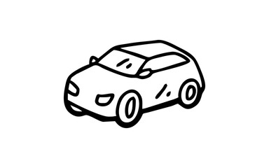 A CAR Doodle art illustration with black and white style.