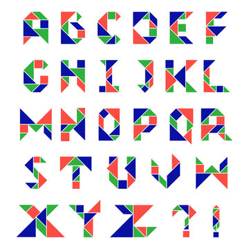 tangram Alphabet font ABC collection vector element bundle set clip art colorful illustration xyz 