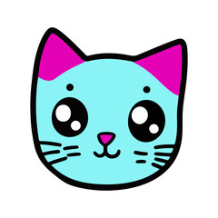 Cat face. Cute kitten face line icon. Vector illustration isolated on white background.