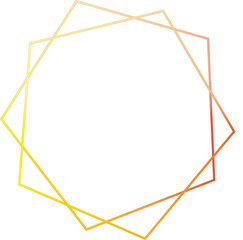 Frame made of two gradient orange pentagons, border, template