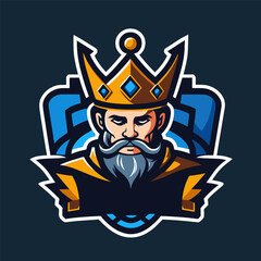 King with beard and crown. Vector illustration for your mascot branding.