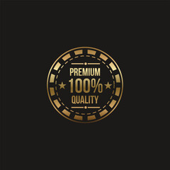 Fototapeta na wymiar 100 percent premium quality golden label product luxury elegant business icon for product logo design Premium Vector