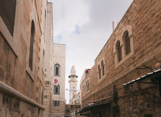 Fototapeta na wymiar Jerusalem Old City mosque tower