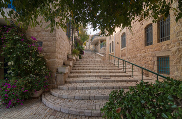 Fototapeta na wymiar Jerusalem historic beautiful neighborhood Yemin Moshe
