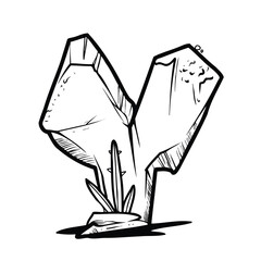 Alphabet Y Initial Cartoon Illustration of Stone Rock or Rock Formed by Plants for coloring book
