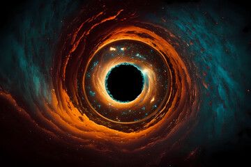 illustration of a black hole in the deep space, created with generative ai