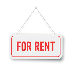 For rent icon in flat style. House, property vector illustration on isolated background. Real estate sign business concept.