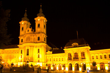 Fototapeta na wymiar Beautiful view of the Minorit church and the panorama of the city of Eger, Hungary