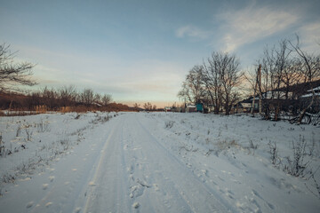 Fototapeta na wymiar winter landscape in the countryside
