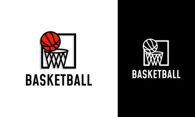 Basketball logo with basket and ball 