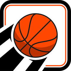 Square shape with basketball and effect inside