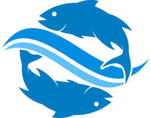 Circular fish with wave inside