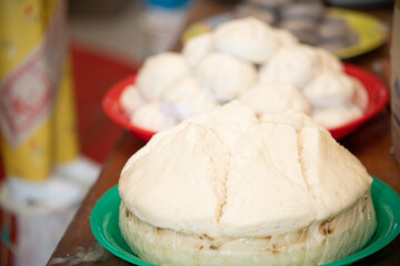 Chinese funeral religious ceremony with big stuffed steamed bun