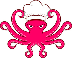 Pink octopus with chef hat