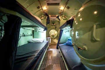 Inside the divers decompression chamber, bed room arrangement.
