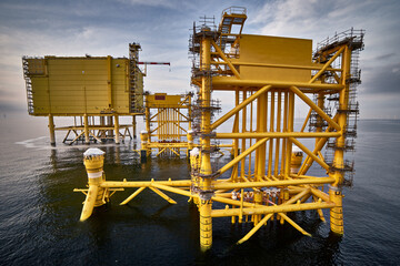 Process of building offshore power production/distribution plant in the sea. 