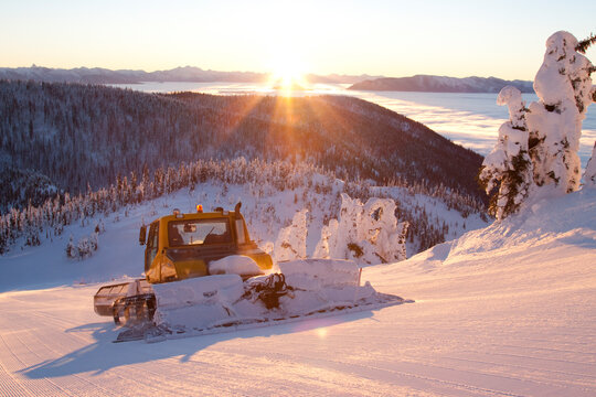 Morning grooming at Whitefish Mountain Resort.