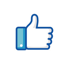 like icon sign thumb up icon sign outline blue hand blue with shadow