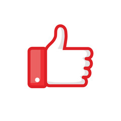 Obraz premium like icon sign thumb up icon sign outline red hand red with shadow