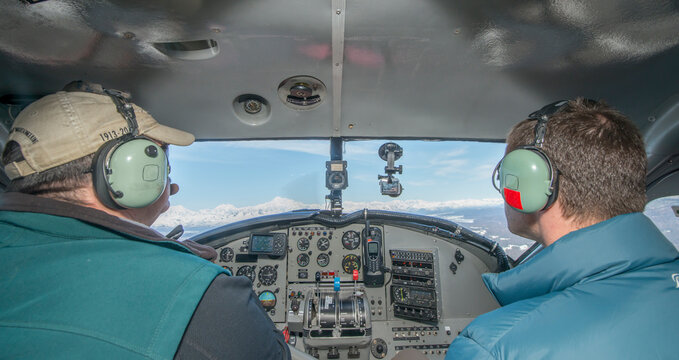 Flying over the Alaska Range from Talkeetna Alaska.