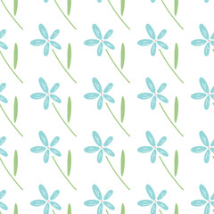 Spring greenery seamless pattern. Womans day, Mothers day. 8 march. Hand drawn vector illustration cute cartoon style