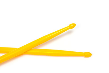 Set of drum sticks professional yellow nylon for playing percussion instruments.