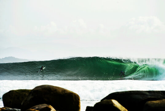 Surfer catches huge canadian wave