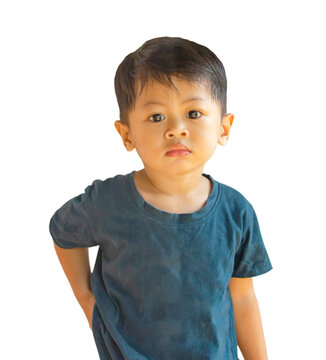 Asia portrait of child stand and hand on the waist