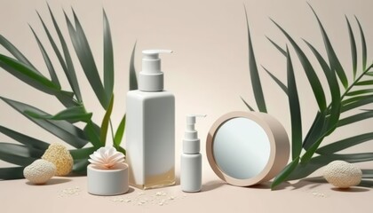 Fototapeta na wymiar Isolated Skincare Products with No Labels - Ideal for Branding and Packaging Presentations. Generative ai illustration