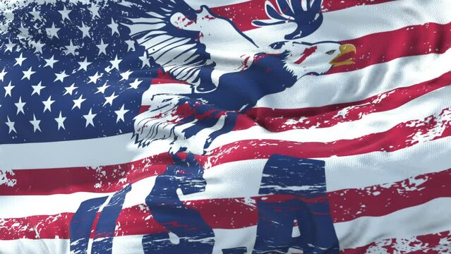 American flag background with eagle bird, resolution 4k 60fps