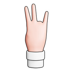 Seven Number gesture hand 3D icon in back view - Filled outline style