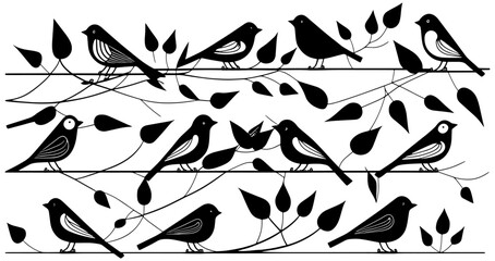 birds on a branch illustration