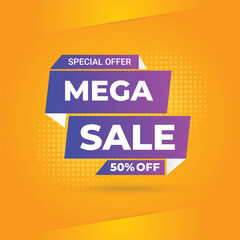 Mega sale colorful banner template design.