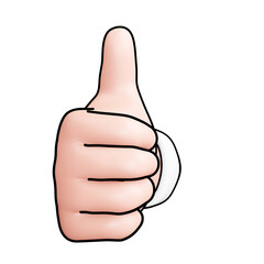 Thumb Up gesture hand 3D icon in front view - Filled outline style