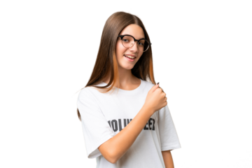 Teenager volunteer caucasian girl over isolated background celebrating a victory