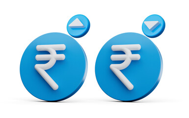 Indian rupee icon isolated. Illustration of rupee icon. Indian money. Financial currency blue symbol 3d illustration