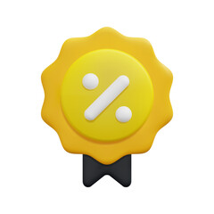 3d discount badge and promotion tag icon vector. Isolated on white background. 3d discount, online shopping and supermarket concept. Cartoon minimal style. 3d icon vector render illustration.