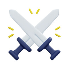 3d sword icon vector. Isolated on white background. 3d combat, competition, sport and game concept. Cartoon minimal style. 3d fighting game icon vector render illustration.