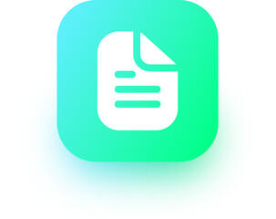 Document icon in square gradient colors. Folded written paper signs illustration.