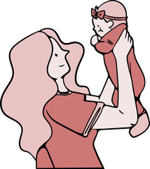 continuous line, one line
mother father son pregnant mother husband care family illustration hand drawn simple vector