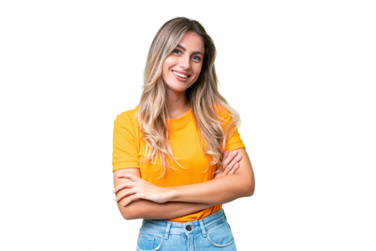 Young Uruguayan woman over isolated background keeping the arms crossed in frontal position - Powered by Adobe