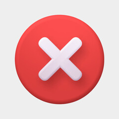 red perspective angle 3d render x wrong cross error 404 no entry deny ban closed access fail premium verified twitch discord social media twitter gold symbol sign button mobile app icon isolated bg