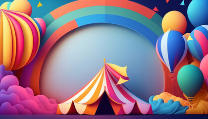 Circus frame background , circus tent background with copy space , Generative AI