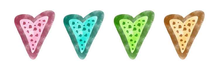 Watercolor Hearts Transparent PNG Set