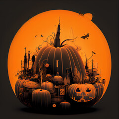 imaginary pumpkin city, generative ai