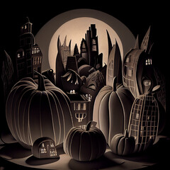 imaginary pumpkin city, generative ai