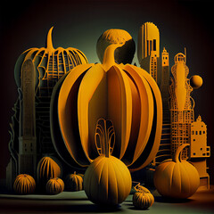 imaginary pumpkin city, generative ai