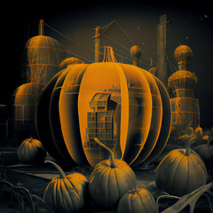 imaginary pumpkin city, generative ai