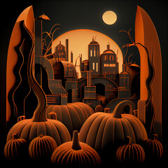 imaginary pumpkin city, generative ai