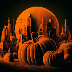 imaginary pumpkin city, generative ai